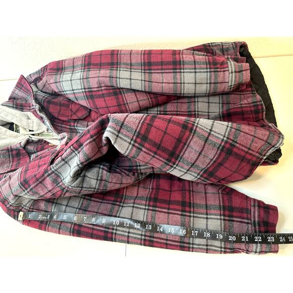 Field & Stream Hooded Flannel Shirt Jacket Men’s XXL Burgundy/Gray Zip Front - Picture 8 of 11